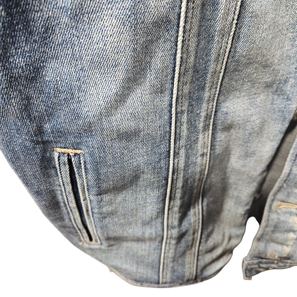 Vintage Marigold Denim Jacket With Embroidered Bird & Floral Design View 3